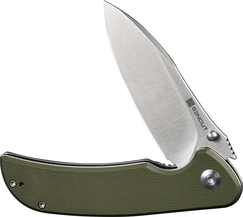 SENCUT Borzam Linerlock - OD Green G10 Handle Satin 9Cr18MoV Blade Extended Tang by SENCUT