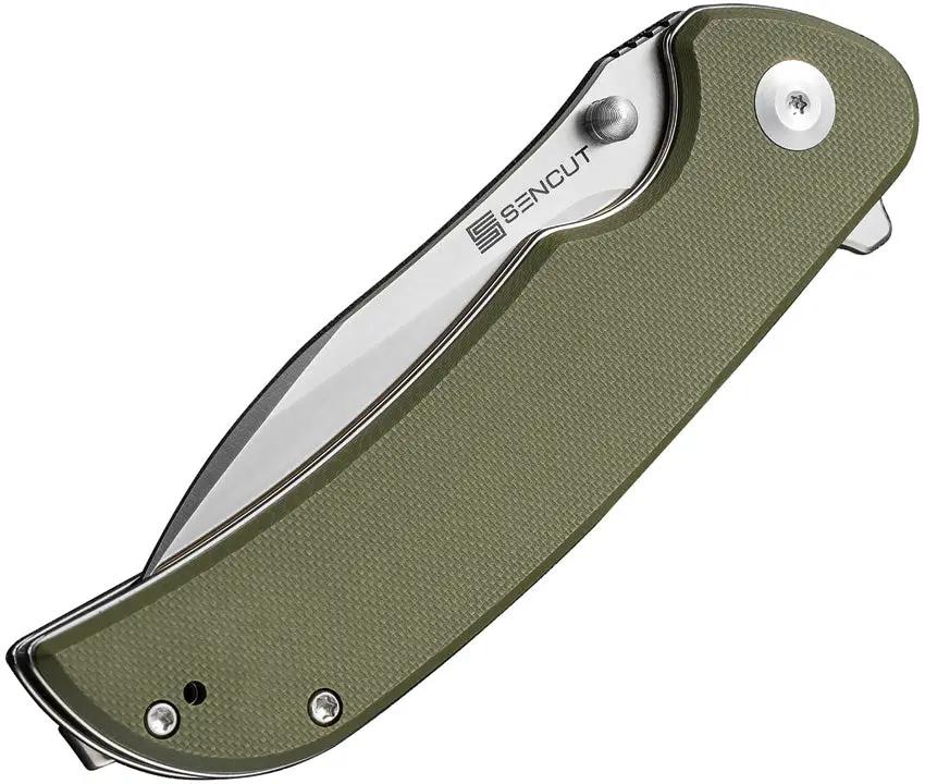 SENCUT Borzam Linerlock - OD Green G10 Handle Satin 9Cr18MoV Blade Extended Tang by SENCUT