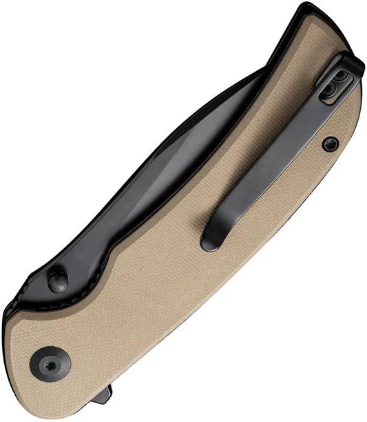 SENCUT Borzam Linerlock - 3.5in 9Cr18MoV Blade With Tan G10 Handle And Thumb Stud by SENCUT