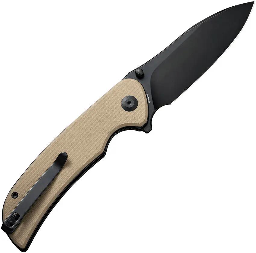SENCUT Borzam Linerlock - 3.5in 9Cr18MoV Blade With Tan G10 Handle And Thumb Stud by SENCUT