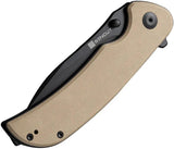 SENCUT Borzam Linerlock - 3.5in 9Cr18MoV Blade With Tan G10 Handle And Thumb Stud by SENCUT