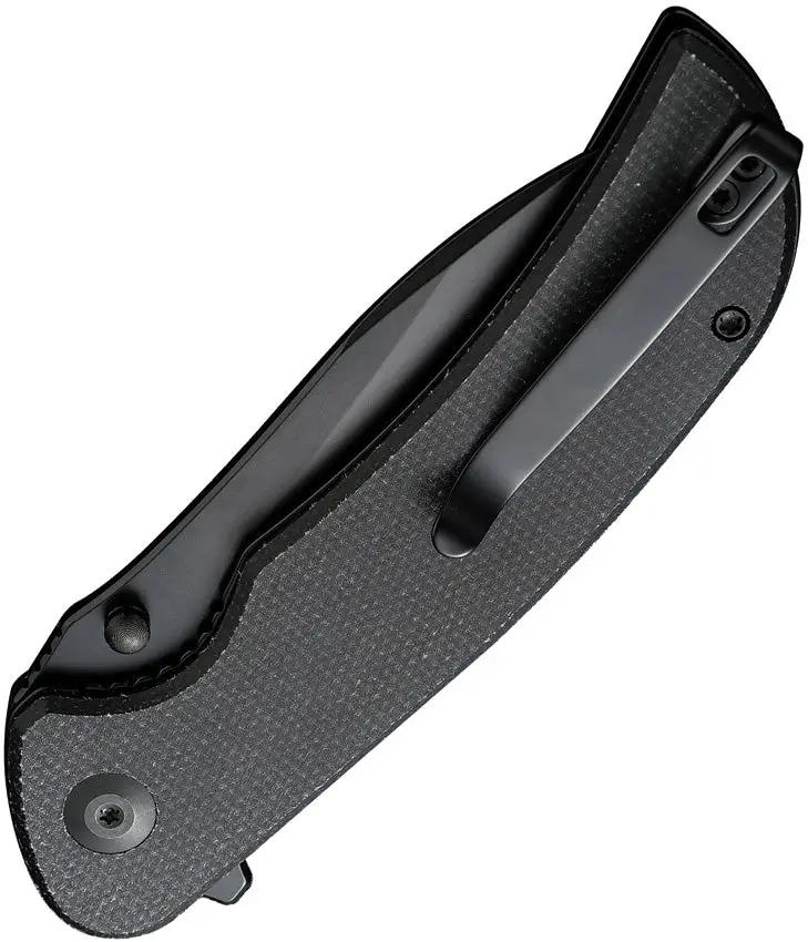 SENCUT Borzam Linerlock Knife - Black Micarta Handle, 9Cr18MoV Blade, Extended Tang, Pocket Clip by SENCUT