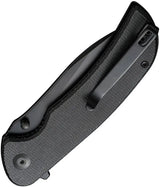 SENCUT Borzam Linerlock Knife - Black Micarta Handle, 9Cr18MoV Blade, Extended Tang, Pocket Clip by SENCUT