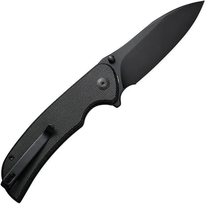 SENCUT Borzam Linerlock Knife - Black Micarta Handle, 9Cr18MoV Blade, Extended Tang, Pocket Clip by SENCUT