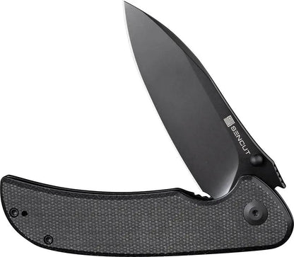 SENCUT Borzam Linerlock Knife - Black Micarta Handle, 9Cr18MoV Blade, Extended Tang, Pocket Clip by SENCUT