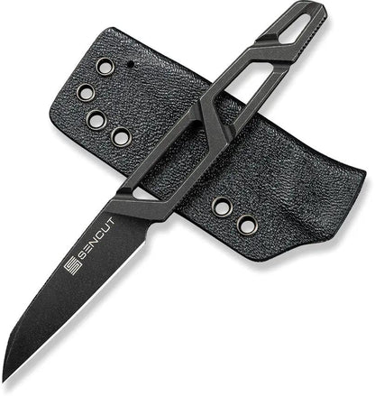 SENCUT TEXO Neck Knife S23095-1 - 5 Inch Overall, Stonewashed 9Cr18MoV Blade With Skeletonized Handle by SENCUT