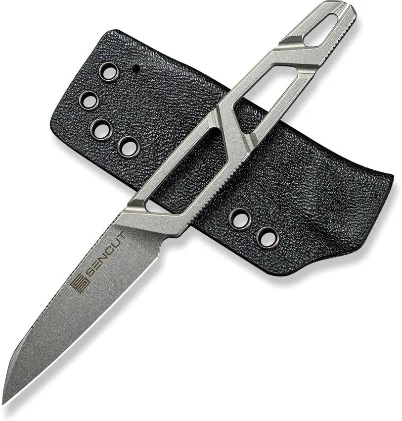 SENCUT TEXO Neck Knife SW S23095-2 - 9Cr18MoV Blade, 5 Inch Overall Skeletonized One Piece Handle Kydex Neck Sheath by SENCUT