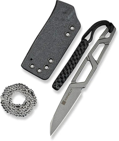 SENCUT TEXO Neck Knife SW S23095-2 - 9Cr18MoV Blade, 5 Inch Overall Skeletonized One Piece Handle Kydex Neck Sheath by SENCUT