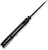 SENCUT Hyrax Linerlock Black S23097-1 - 3.38 Inch 9Cr18MoV Blade, Black G10 Handle, Extended Tang, Thumb Stud by SENCUT