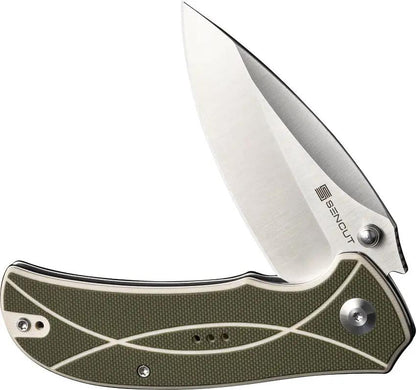 SENCUT Hyrax Linerlock Knife - Green Ivory G10 Handle with Satin 9Cr18MoV Blade and Pocket Clip by SENCUT