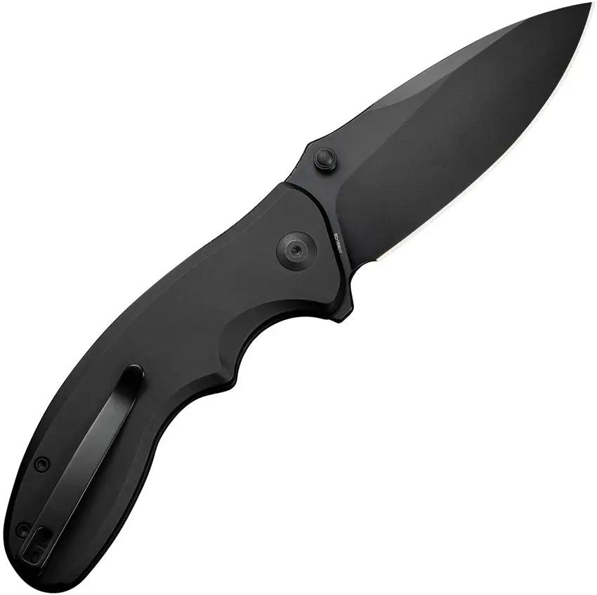 SENCUT Cybrix Button Lock - 9Cr18MoV Stainless Blade Black Stonewash Aluminum Handle by SENCUT