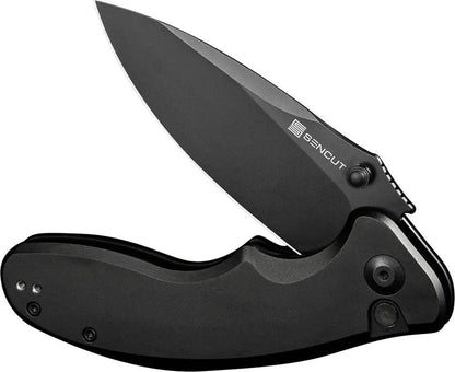 SENCUT Cybrix Button Lock - 9Cr18MoV Stainless Blade Black Stonewash Aluminum Handle by SENCUT