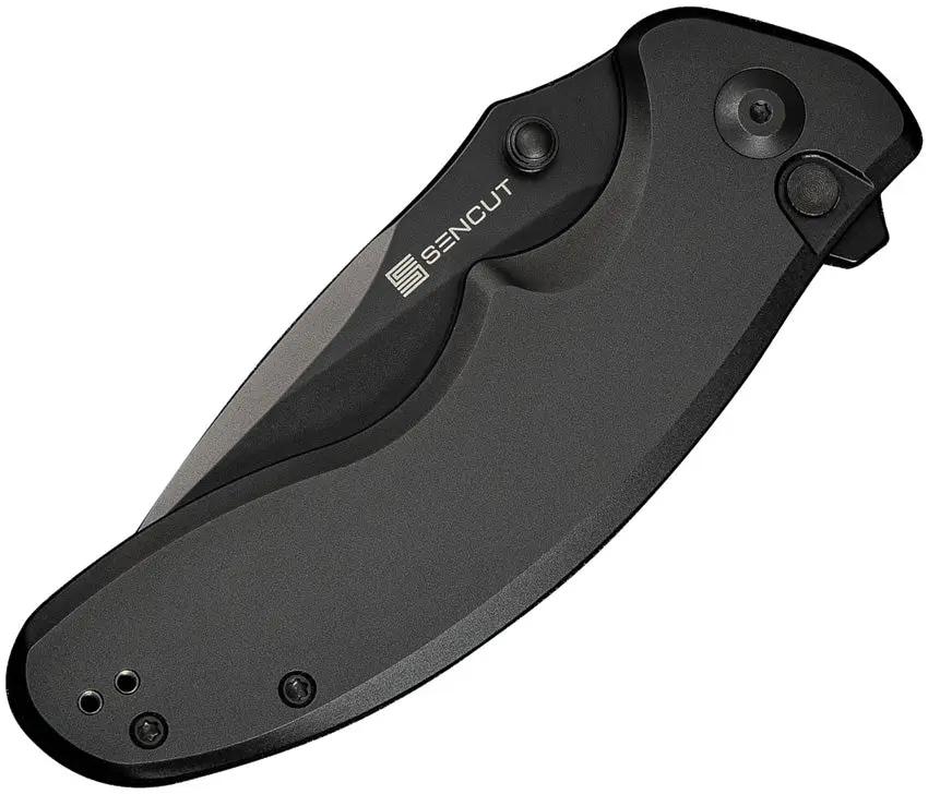 SENCUT Cybrix Button Lock - 9Cr18MoV Stainless Blade Black Stonewash Aluminum Handle by SENCUT