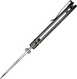 SENCUT Cybrix Button Lock Gray S23098A-2 - 3.5 Inch Satin 9Cr18MoV Blade 4.5 Inch Closed Aluminum Handle by SENCUT