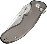 SENCUT Cybrix Button Lock Gray S23098A-2 - 3.5 Inch Satin 9Cr18MoV Blade 4.5 Inch Closed Aluminum Handle by SENCUT