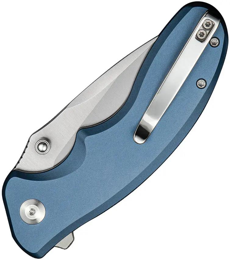SENCUT Cybrix Button Lock Knife - Blue Aluminum Handle, 9Cr18MoV Blade, 4.5in Closed by SENCUT