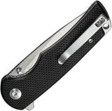 SENCUT Practical Linerlock S24019-1 - 3.63in Satin 9Cr18MoV Drop Point Blade Black G10 Handle by SENCUT