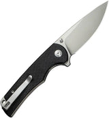 SENCUT Practical Linerlock S24019-1 - 3.63in Satin 9Cr18MoV Drop Point Blade Black G10 Handle by SENCUT