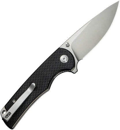SENCUT Practical Linerlock S24019-1 - 3.63in Satin 9Cr18MoV Drop Point Blade Black G10 Handle by SENCUT