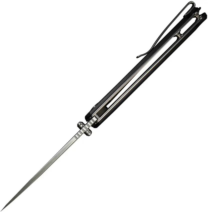 SENCUT Practical Linerlock S24019-1 - 3.63in Satin 9Cr18MoV Drop Point Blade Black G10 Handle by SENCUT