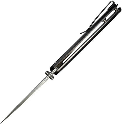 SENCUT Practical Linerlock S24019-1 - 3.63in Satin 9Cr18MoV Drop Point Blade Black G10 Handle by SENCUT