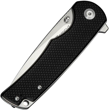 SENCUT Practical Linerlock S24019-1 - 3.63in Satin 9Cr18MoV Drop Point Blade Black G10 Handle by SENCUT