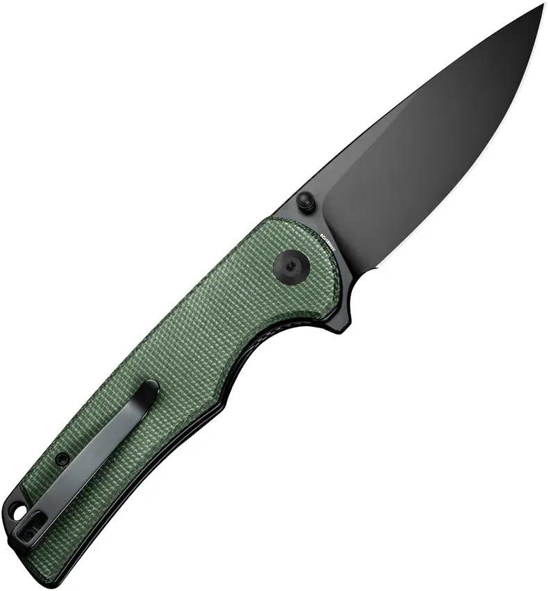 SENCUT Practical Linerlock Green S24019-3 - 9Cr18MoV Drop Point Blade With Green Canvas Micarta Handle by SENCUT