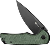 SENCUT Practical Linerlock Green S24019-3 - 9Cr18MoV Drop Point Blade With Green Canvas Micarta Handle by SENCUT