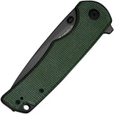 SENCUT Practical Linerlock Green S24019-3 - 9Cr18MoV Drop Point Blade With Green Canvas Micarta Handle by SENCUT