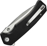 SENCUT Skarnax Linerlock Black S24025-1 - Durable Satin 3.75in Drop Point Blade Knife by SENCUT