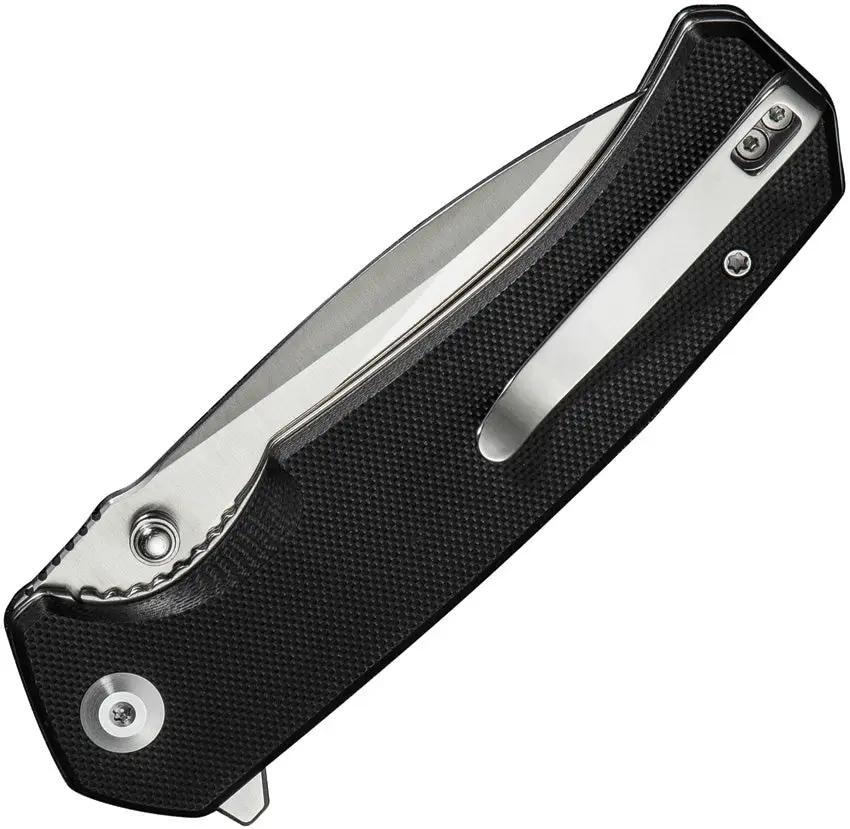 SENCUT Skarnax Linerlock Black S24025-1 - Durable Satin 3.75in Drop Point Blade Knife by SENCUT