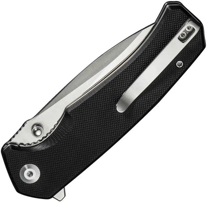 SENCUT Skarnax Linerlock Black S24025-1 - Durable Satin 3.75in Drop Point Blade Knife by SENCUT