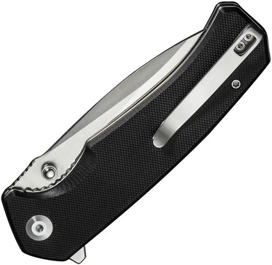 SENCUT Skarnax Linerlock Black S24025-1 - Durable Satin 3.75in Drop Point Blade Knife by SENCUT