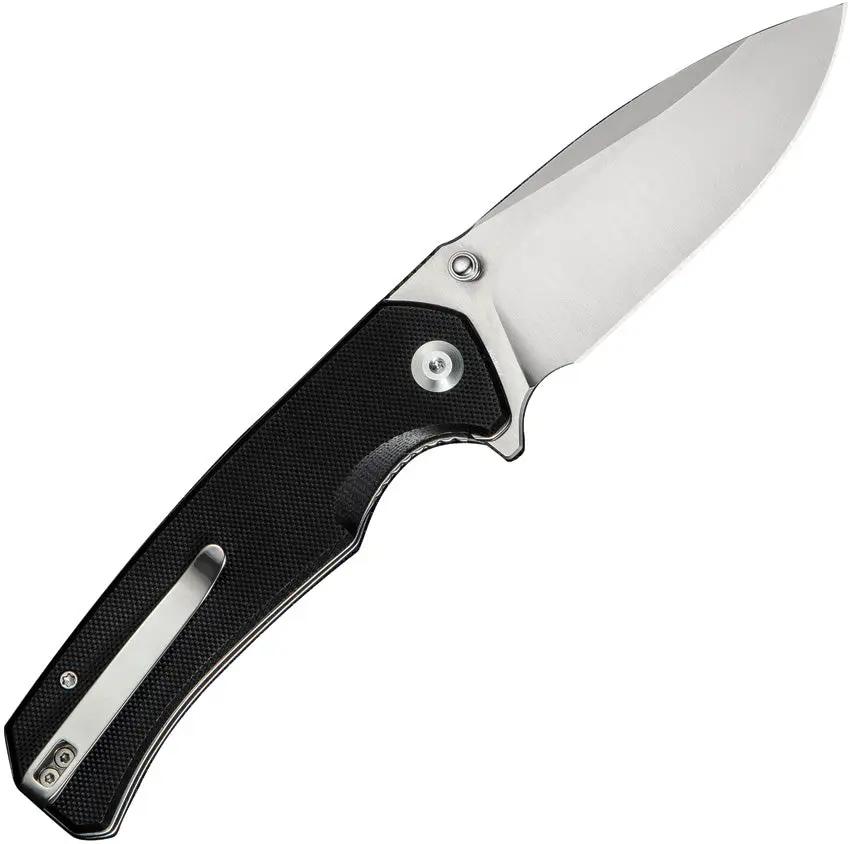 SENCUT Skarnax Linerlock Black S24025-1 - Durable Satin 3.75in Drop Point Blade Knife by SENCUT
