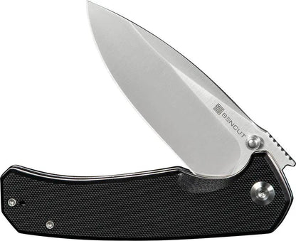 SENCUT Skarnax Linerlock Black S24025-1 - Durable Satin 3.75in Drop Point Blade Knife by SENCUT