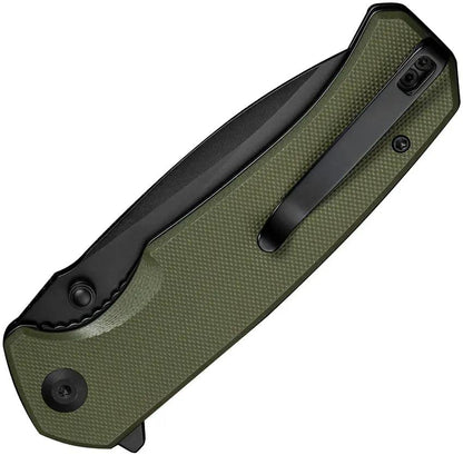 SENCUT Skarnax Linerlock OD Green G10 Handle Knife - 9Cr18MoV Drop Point Blade With Pocket Clip by SENCUT