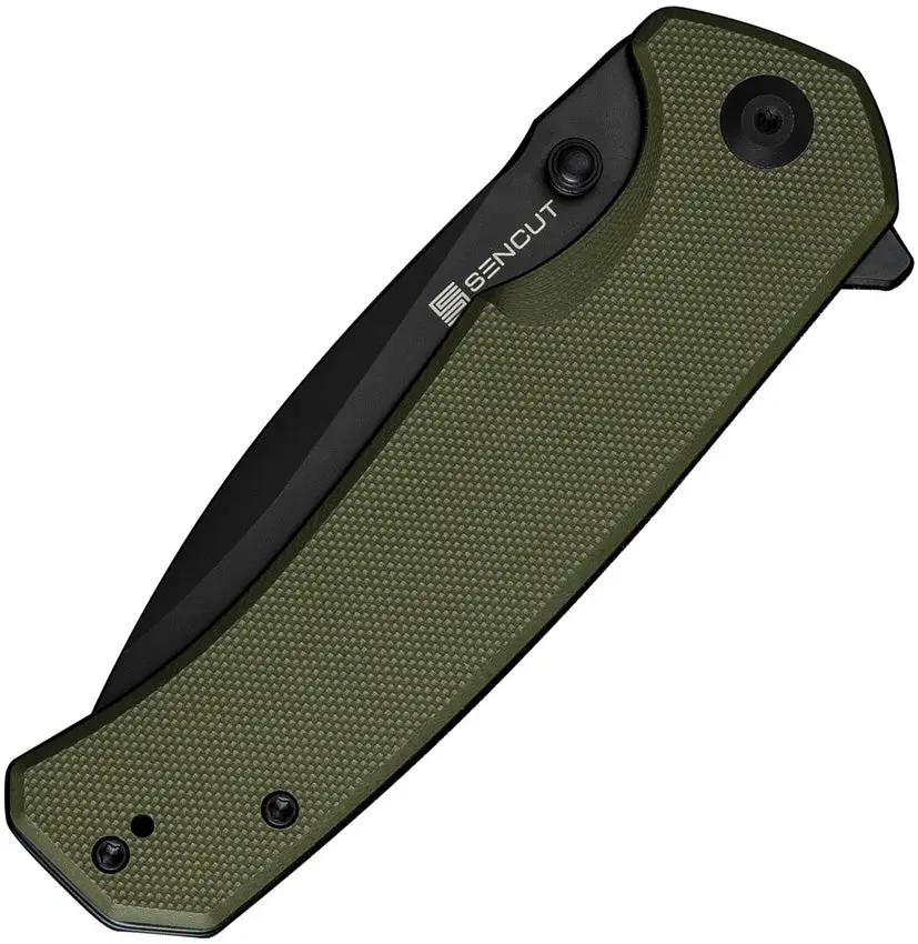 SENCUT Skarnax Linerlock OD Green G10 Handle Knife - 9Cr18MoV Drop Point Blade With Pocket Clip by SENCUT