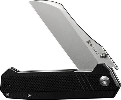 SENCUT Draxor Linerlock - Satin 9Cr18MoV Blade, Black G10 Handle, 5 Inch Closed by SENCUT