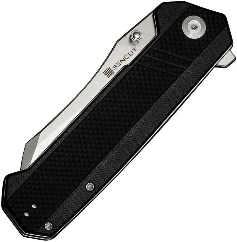 SENCUT Draxor Linerlock - Satin 9Cr18MoV Blade, Black G10 Handle, 5 Inch Closed by SENCUT