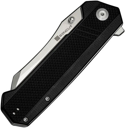 SENCUT Draxor Linerlock - Satin 9Cr18MoV Blade, Black G10 Handle, 5 Inch Closed by SENCUT