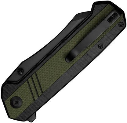 SENCUT Draxor Linerlock - 9Cr18MoV Stainless Sheepsfoot Blade With Black And Green G10 Handle by SENCUT