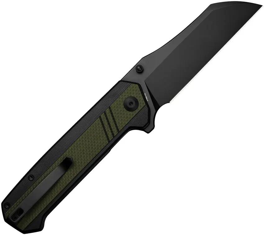 SENCUT Draxor Linerlock - 9Cr18MoV Stainless Sheepsfoot Blade With Black And Green G10 Handle by SENCUT