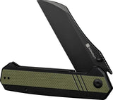 SENCUT Draxor Linerlock - 9Cr18MoV Stainless Sheepsfoot Blade With Black And Green G10 Handle by SENCUT