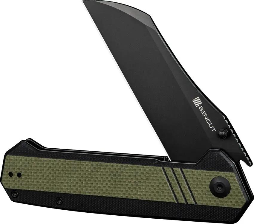 SENCUT Draxor Linerlock - 9Cr18MoV Stainless Sheepsfoot Blade With Black And Green G10 Handle by SENCUT