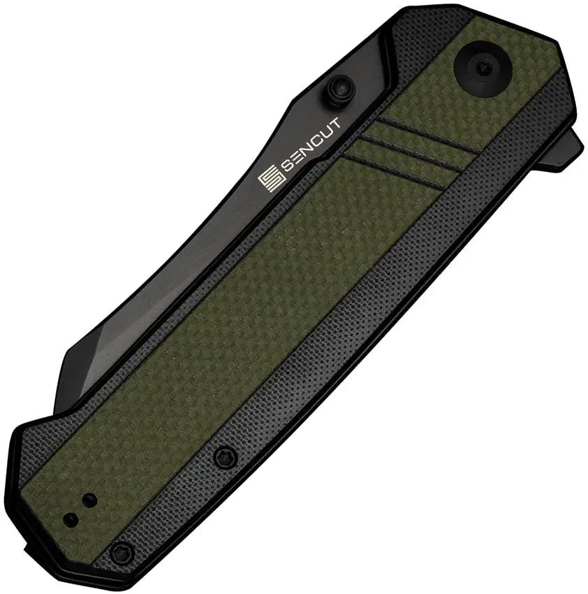 SENCUT Draxor Linerlock - 9Cr18MoV Stainless Sheepsfoot Blade With Black And Green G10 Handle by SENCUT