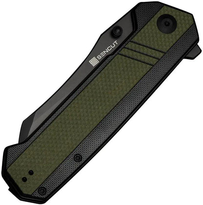 SENCUT Draxor Linerlock - 9Cr18MoV Stainless Sheepsfoot Blade With Black And Green G10 Handle by SENCUT