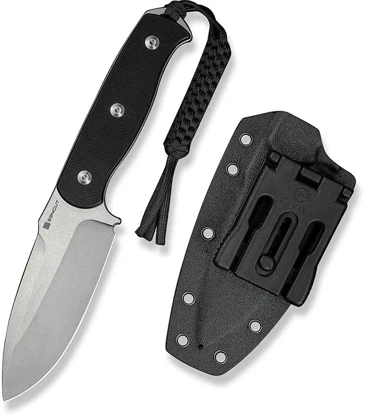 SENCUT Toxodon Fixed Blade - 9Cr18MoV Drop Point, Full Tang, Black G10 Handle, Kydex Sheath by SENCUT