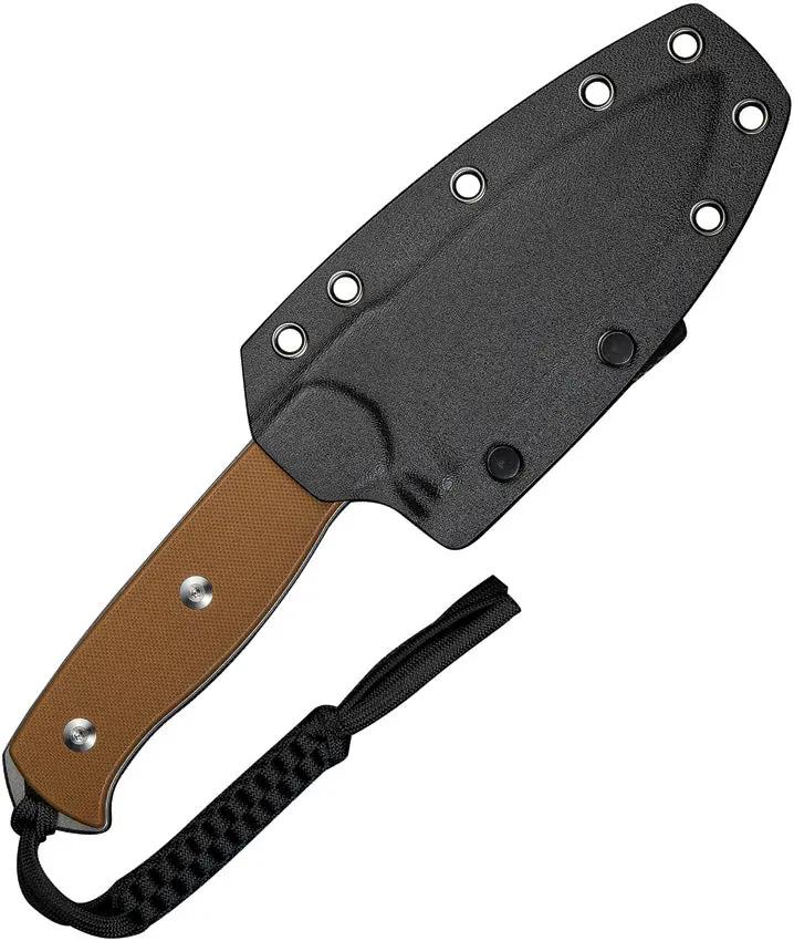 SENCUT Toxodon Fixed Blade Knife - Brown G10 Handle, 9Cr18MoV, 4.5in Stonewashed Drop Point Blade, Kydex Sheath by SENCUT