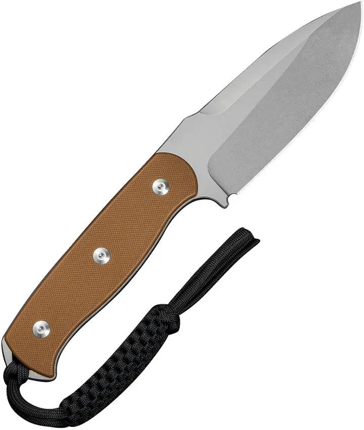 SENCUT Toxodon Fixed Blade Knife - Brown G10 Handle, 9Cr18MoV, 4.5in Stonewashed Drop Point Blade, Kydex Sheath by SENCUT