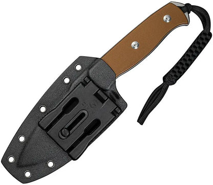 SENCUT Toxodon Fixed Blade Knife - Brown G10 Handle, 9Cr18MoV, 4.5in Stonewashed Drop Point Blade, Kydex Sheath by SENCUT
